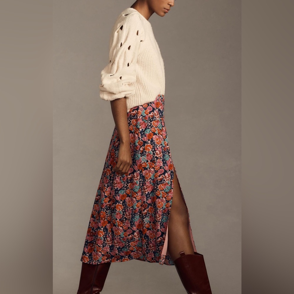 Anthropologie Lille side slit midi skirt